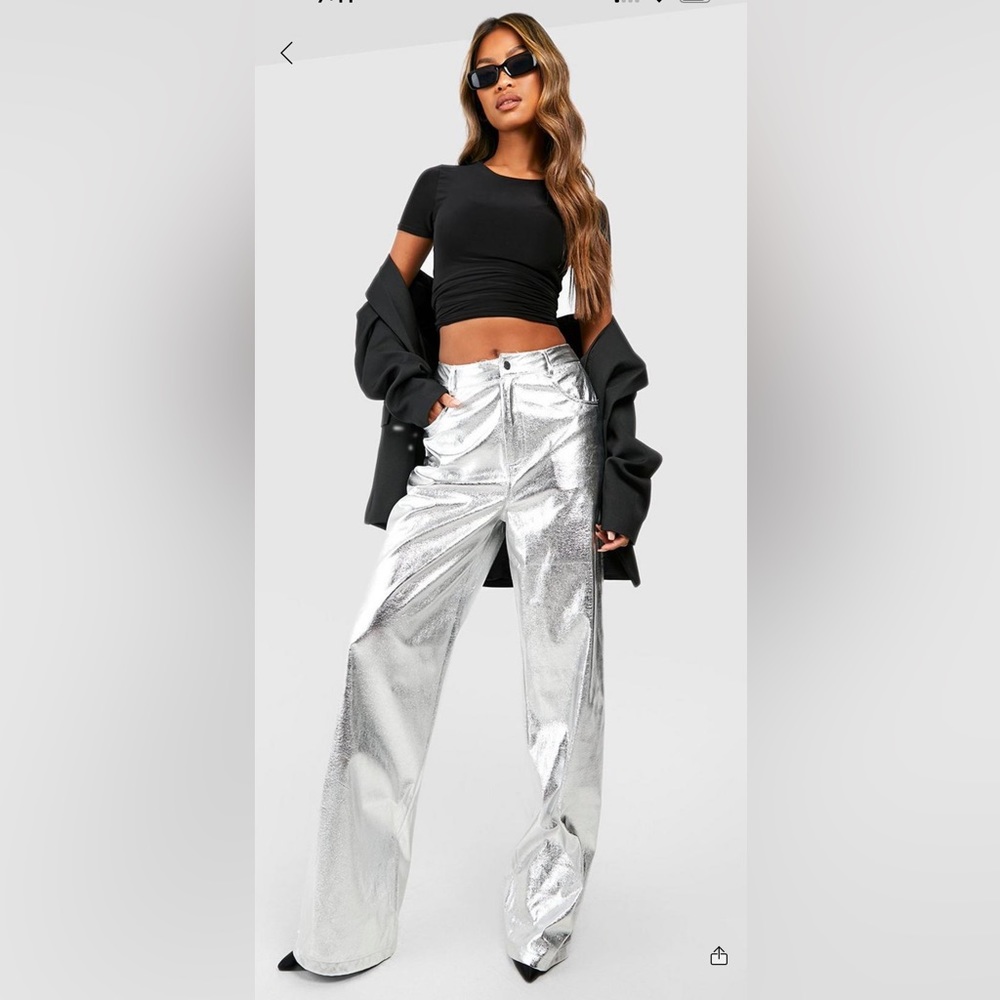 **NWT** Silver wide leg pant